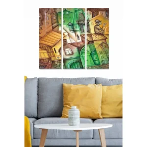 Canvastavla Geometric 3-pack Flerfärgad 20x50 cm - Inredning Fynd