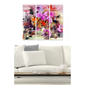 Canvastavla Floral 3-pack Flerfärgad 20x50 cm - Inredning Fri frakt
