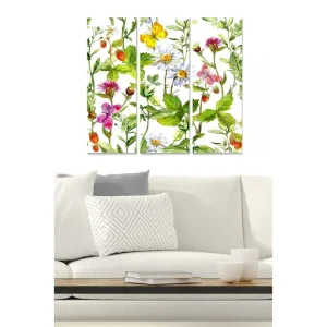 Canvastavla Floral 3-pack Flerfärgad 20x50 cm - Inredning Outlet