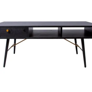 Bästa pris Luxem Soffbord 115 cm med Förvaring Låda + Hylla Svart/Koppar - Möbler