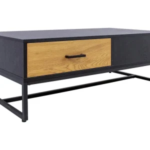 Nauerna Soffbord 110 cm med Förvaring 2 Lådor Ekfärg/Svart - Möbler Trygg betalning