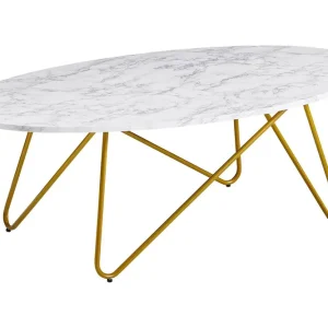 Rabatt Wohnling Willowdale Soffbord 120 cm Ovalt Vit/Guld - Möbler
