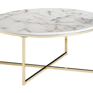 Premium Wohnling Willowdale Soffbord 80 cm Runt Vit/Grå/Guld - Möbler