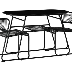 Comfort Garden Lamborg Caféset 120 cm Oval + 2 Utestolar Glas/Svart - Utemöbler & utemiljö Nyhet