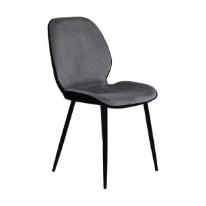 Handla nu Venture Home Emma Matstol Sammet/Ljusgrå/Svart - Möbler
