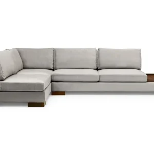 Tulima Soffa med Schäslong m Pall Vänster Ljusgrå/Natur - Möbler Premium