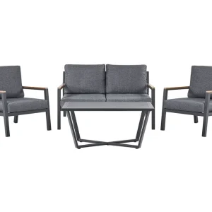 Trädgårdsmöbelset 4-sits mörkgrå DELIA Svart - Utemöbler & utemiljö Sista chansen