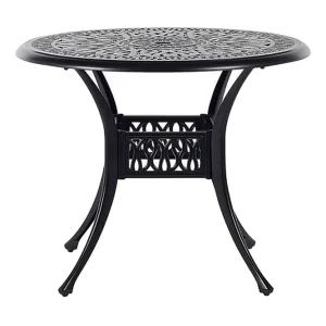 Beställ idag Trädgårdsbord rund 90 cm svart ANCONA Svart - Utemöbler & utemiljö