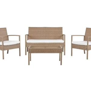 Loungegrupp Utomhus 4-sits konstrotting ljusbrun MARSALA Trä/natur - Utemöbler & utemiljö Premium