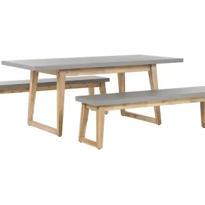 Begränsat antal Trädgårdsmöbelset av Utebord och 2 Bänkar Utomhus grå ORIA Grå - Utemöbler & utemiljö