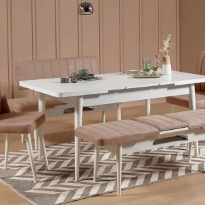 Valsot Förlängningsbar Matgrupp 129 cm Vit/Grå - Möbler Beställ nu