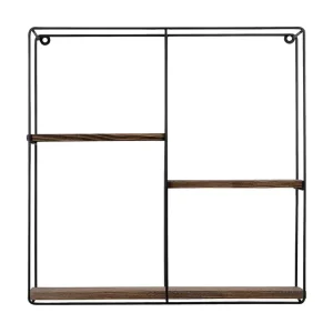 Säker betalning Siringo Vägghylla 60x15 cm 3 Hyllor Svart/Mörkbrun - Förvaring