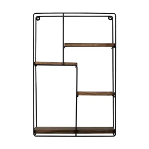 Bingdi Vägghylla 60x15 cm 4 Hyllor Svart/Mörkbrun - Förvaring risnedsättning