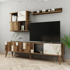 Premium Alsacia Tv-möbelset 180 cm Vit/Mörkbrun - Möbler
