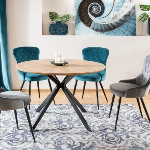 Astera Matbord 120 cm Runt Ek/Svart - Möbler Endast idag