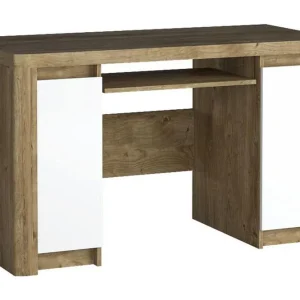 Domardon Skrivbord 130 cm med Förvaring 2 Skåp Trä/Vit - Möbler Kundfavorit