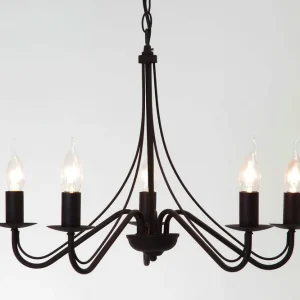 Sänkt pris Trio Lighting Country Ljuskrona 5L E14 rustik Svart - Belysning