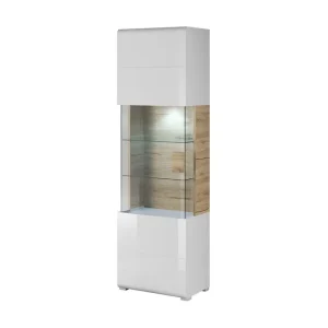 Toreno Vitrinskåp 39 cm djup 61 cm bred 204 cm hög Vit/Natur - Förvaring Outlet