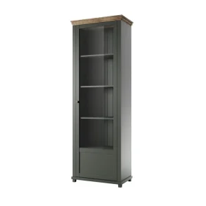 Ivreri Vitrinskåp 42 cm djup 71 cm bred 200 cm hög Mörkt Trä Khaki/Natur - Förvaring Rea