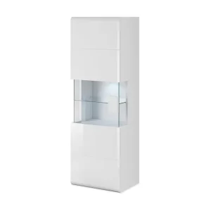 Toreno Vitrinskåp 39 djup 53 cm bred 159 cm hög Ljust Trä Glas Vit - Förvaring Erbjudande