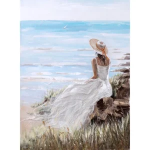 Rabatt Lady On The Beach Oljemålning 90x120 cm - Inredning