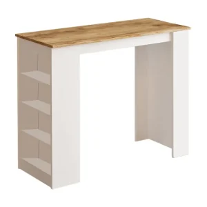 Zambasa Barbord 120 cm Natur/Vit - Möbler Erbjudandepris