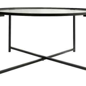 Rowman Soffbord 83 cm Runt Svart/Glas - Möbler Expressleverans