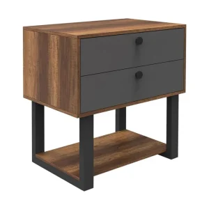 risnedsättning Numandro Sängbord 80 cm Teak/Antracit - Möbler