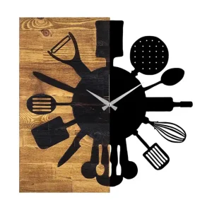 Wooden Clock 32 Svart/Valnöt - Inredning Nyhet