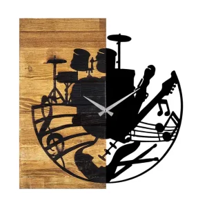 I lager Wooden Clock 33 Svart/Valnöt - Inredning