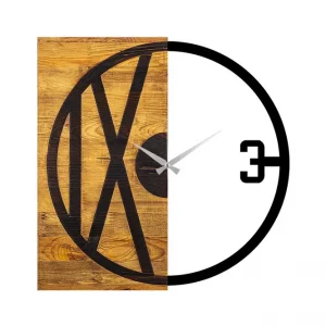 Wooden Clock 24 Svart/Valnöt - Inredning Populär