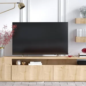 Rabatt Sinox Tv-bänk 180 cm Natur/Vit - Möbler