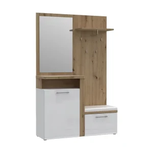 Beställ idag Nessebar Hallmöbelset 44x129 cm Vit/Brun - Möbler