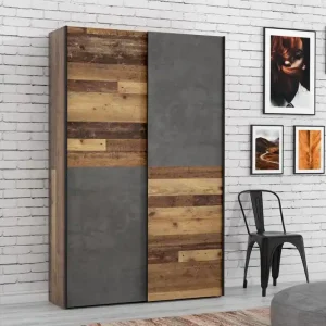 I lager Shipts Garderob 42x120 cm Natur/Mörkgrå - Förvaring