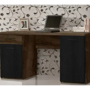 Sredets Skrivbord 110 cm 3 Skåp Brun/Svart - Möbler Rea
