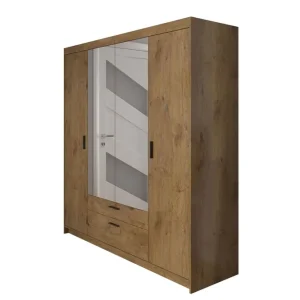 Kampanjpris Norrbyn Garderob med Spegel 53x190x176,3 cm Natur - Förvaring