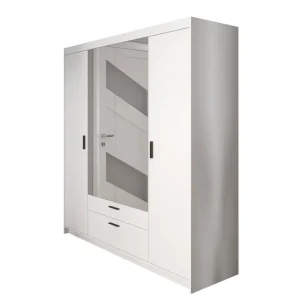 Norrbyn Garderob med Spegel 53x190x176,3 cm Vit - Förvaring Populär