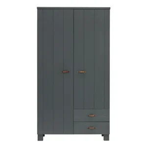 Tenney Barngarderob 55x111 cm 2 Lådor Stålgrå - Möbler Populär