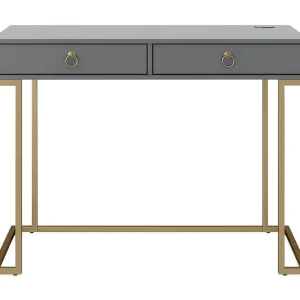CosmoLiving Camila Skrivbord 106 cm med Förvaring 2 Lådor Grafitgrå/Mäss CosmoLiving - Möbler Trygg betalning