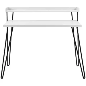 Dorel Home Haven Skrivbord 114 cm med Förvaring Hylla Vit/Svart Dorel Home - Möbler Trygg betalning