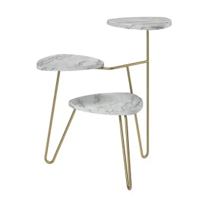 Lägg i varukorgen Novogratz Athena Sidobord 55 cm Marmorlook/Vit/Mässing Novogratz - Möbler
