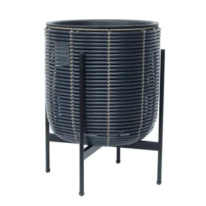 Wicker Blomkruka på stativ 38x38xH49 cm Svart - Inredning Rabatter