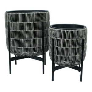 Wicker Blomkruka på stativ 38x38xH49 cm Grå - Inredning Sista chansen