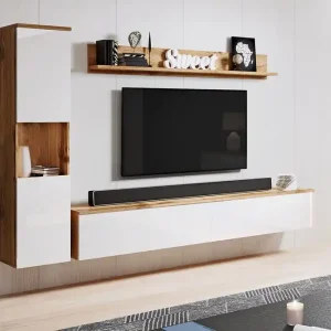 Sista chansen Kanehiro Tv-möbelset Natur/Vit - Möbler