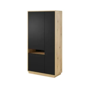 Louetta Vitrinskåp 40 cm djup 92 cm bred 181 cm hög Trä Brun/Svart - Förvaring Nedsatt pris