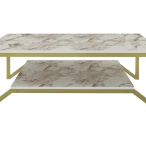 Andifli Soffbord 60x45,8x120 cm Guld/Vit - Möbler Beställ nu