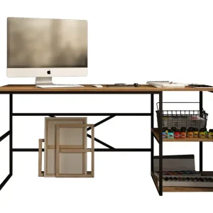Parythe Skrivbord 160x75x160 cm med förvaring Grön - Möbler Endast denna vecka