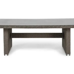 deNoord Marcus Stort Matbord Utomhus 200x100 cm – Utebord i konstrotting med glasskiva för Uteplats och Trädgård Grå - Utemöbler & utemiljö Erbjudande