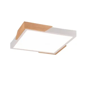 Kampanj Trio Lighting Meta LED Plafond mattvit/ trä Matt vit/Trä - Belysning