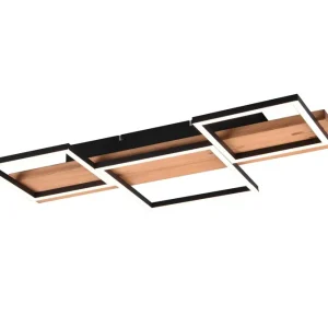 Trio Lighting Harper LED Plafond 65 cm mattsvart/ trä Trä - Belysning Beställ idag